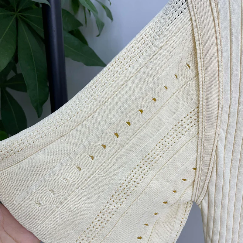 Summer French Style Openwork Knitted Midi Dress – Slim Fit Mermaid A-Line Dress - Image 5