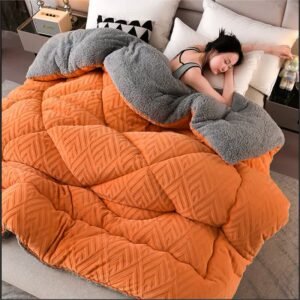 Plush Sherpa Blanket - Thick Quilted Warmth for Winter