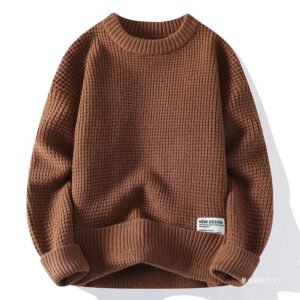 Warm Textured Knit Pullover for Men's Everyday Style