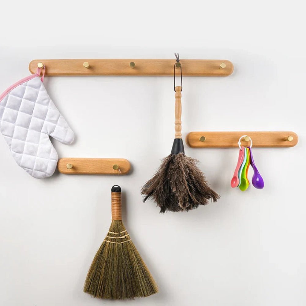 Wooden Wall Hooks with Brass – Entryway & Coat Storage - Image 8