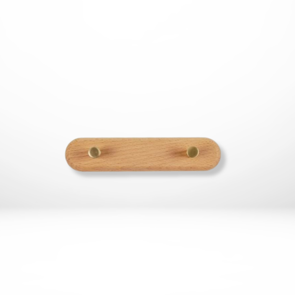 Wooden Wall Hooks with Brass – Entryway & Coat Storage