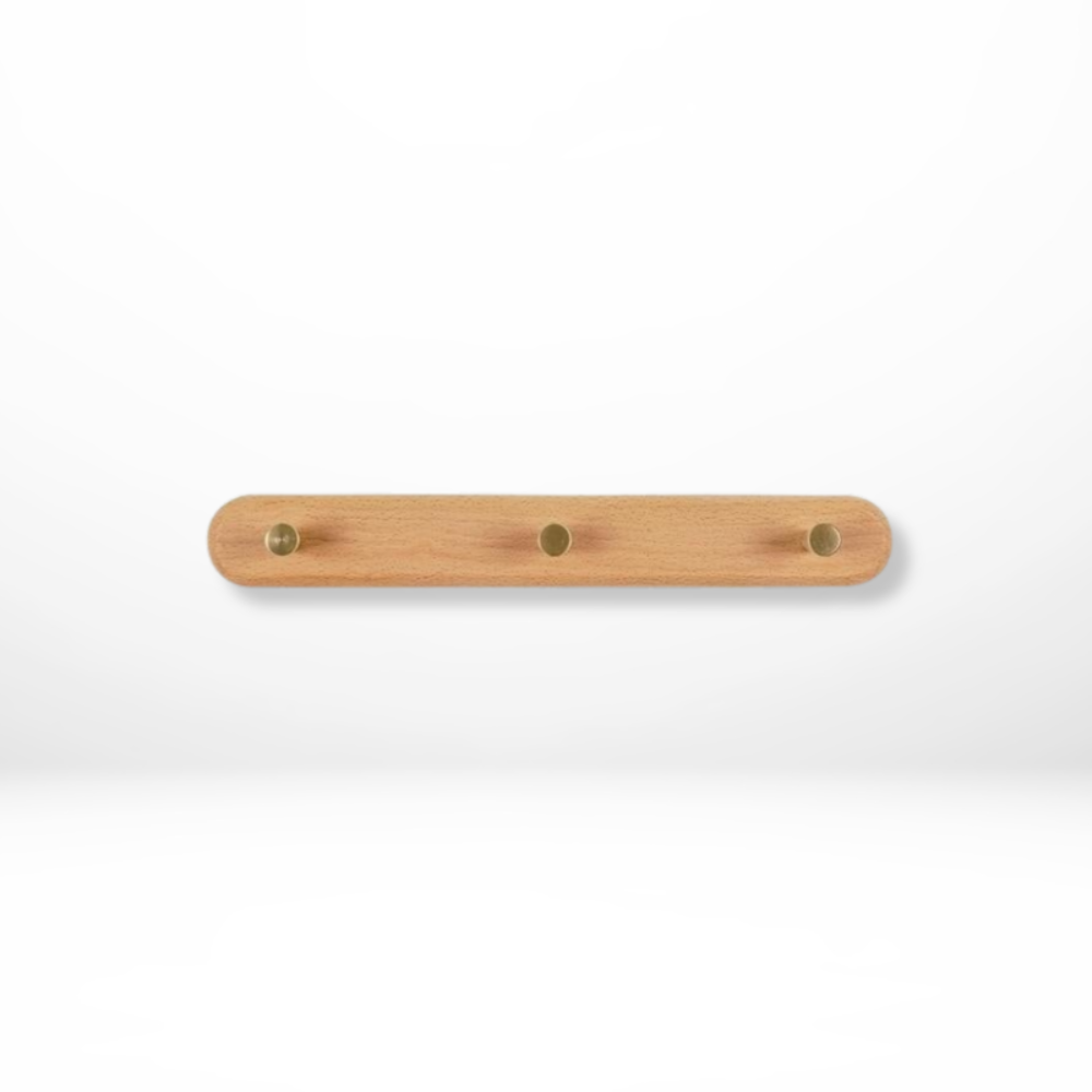 Wooden Wall Hooks with Brass – Entryway & Coat Storage - Image 2
