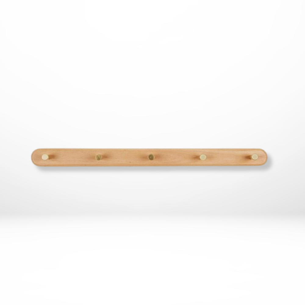 Wooden Wall Hooks with Brass – Entryway & Coat Storage - Image 3
