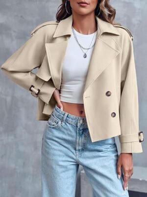 Ladies' Short Trench Jacket Double-Breasted Style