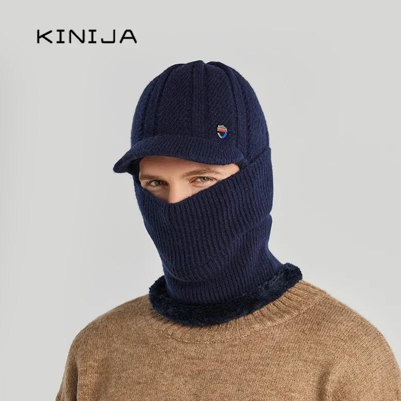 Men’s Wool Balaclava Ski Hat Windproof Warm Knit Beanie - Image 4