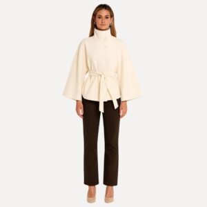 White Wool Cashmere Kimono Jacket for Women