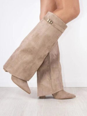 Women's Knee-High Boots - Pointed Toe, Block Heel