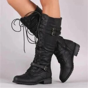 Vintage Style Long Boots with Treaded Sole