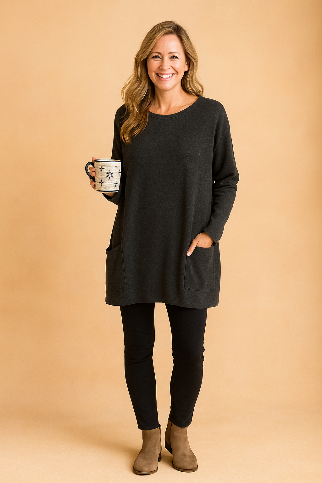Relaxed Fit Women's Jumper with Pockets - Casual Style