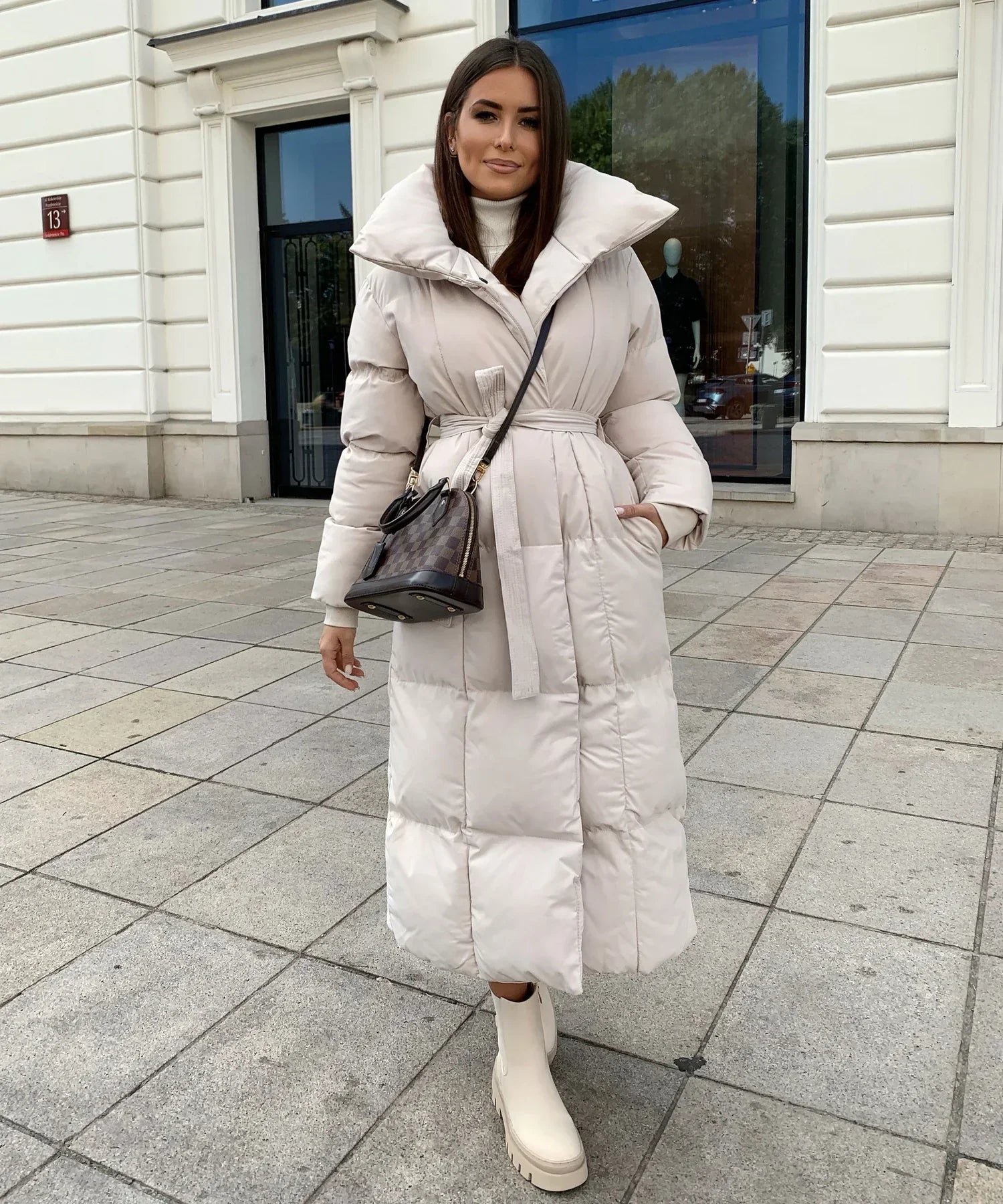 Ladies Insulated Long Quilted Coat Cold Weather - Image 3