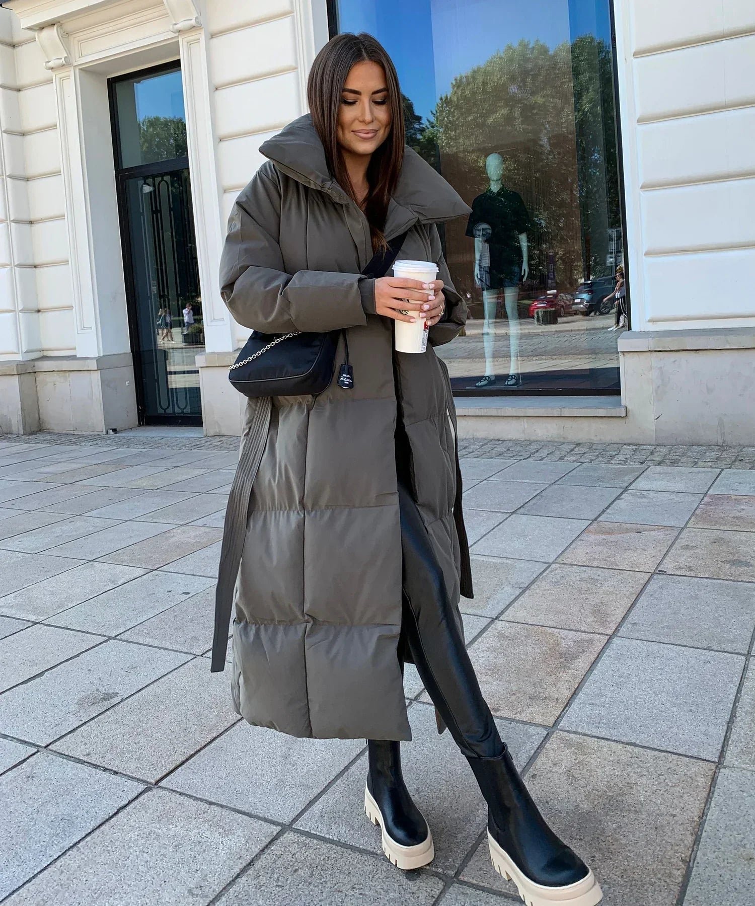Ladies Insulated Long Quilted Coat Cold Weather - Image 5