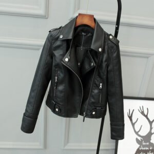 Ladies Faux Leather Suede Blend Coat