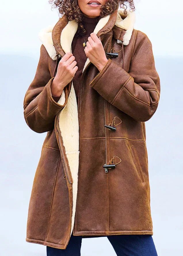 Ladies' Warm Faux Suede Sherpa Outerwear