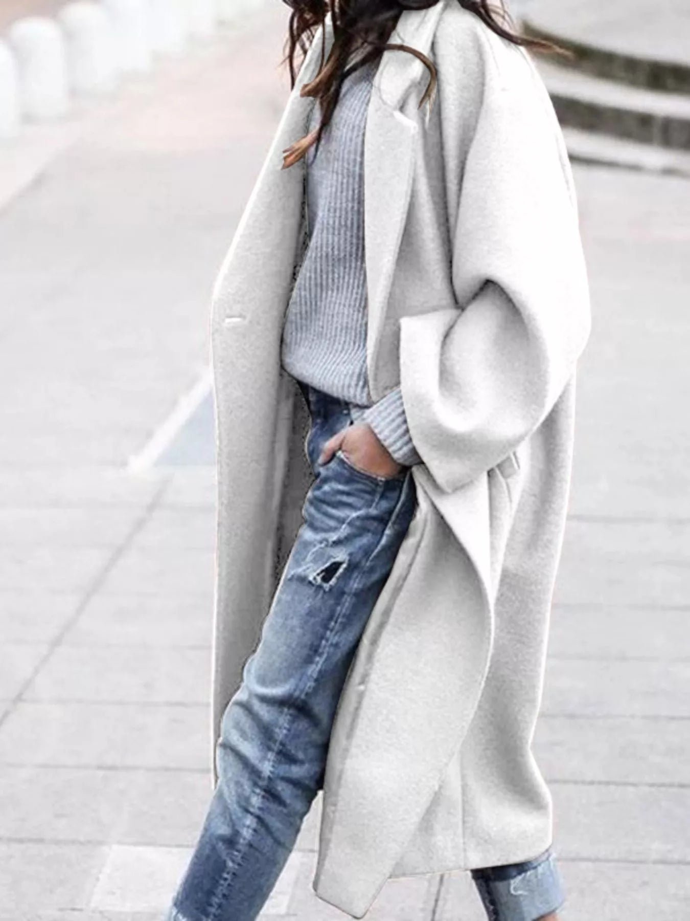 Women's Trench Coat - Relaxed Fit Full-Length Collared Style - Image 4