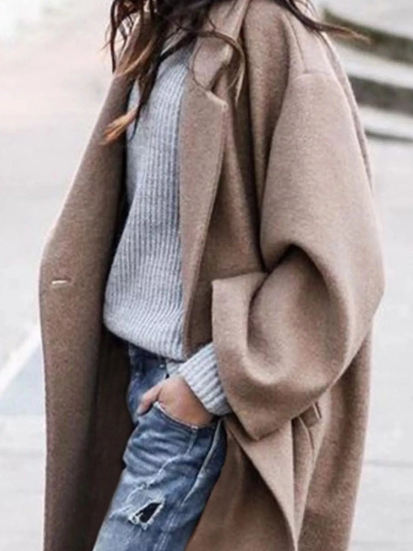 Women's Trench Coat - Relaxed Fit Full-Length Collared Style - Image 5
