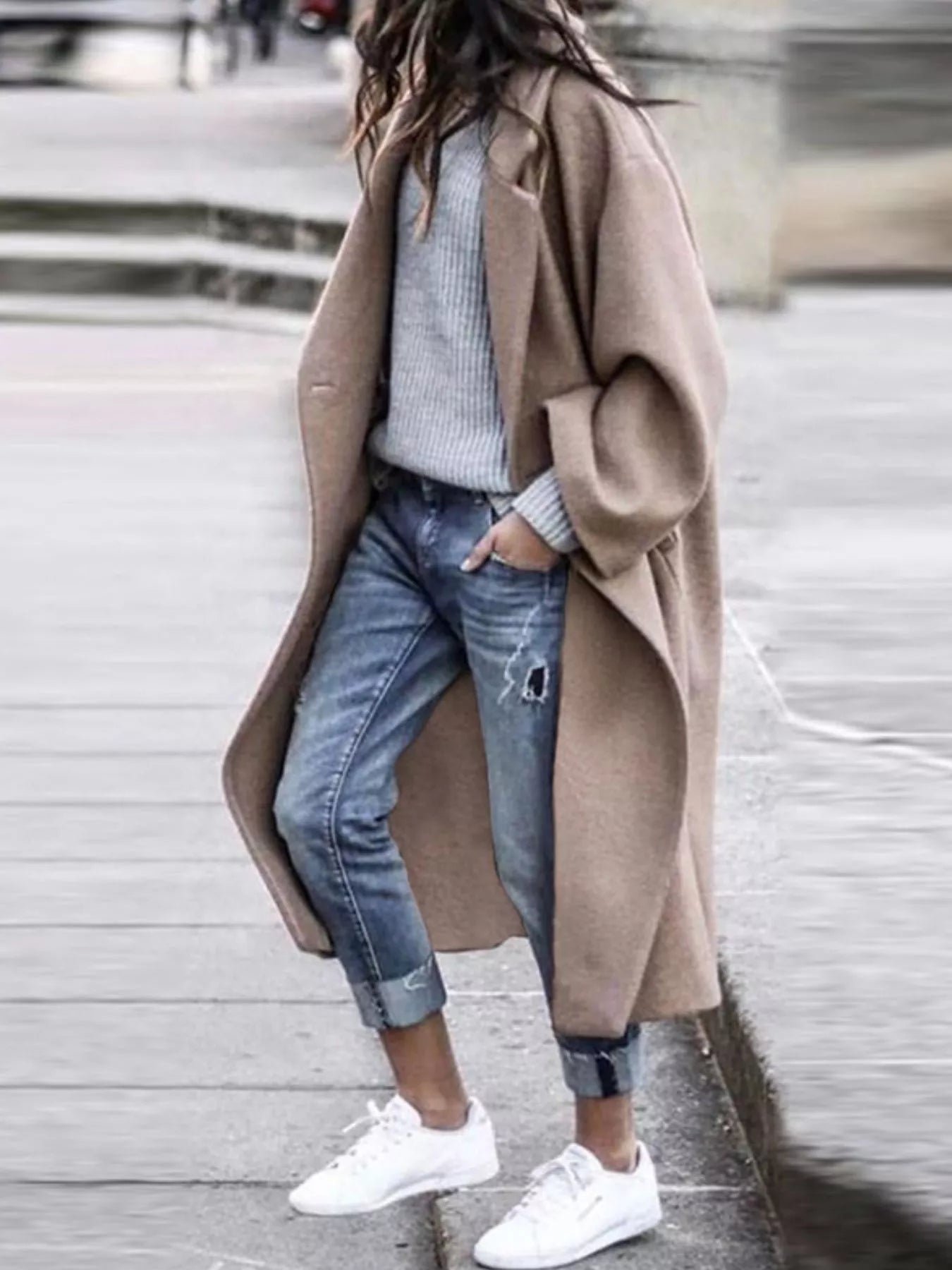 Women's Trench Coat - Relaxed Fit Full-Length Collared Style - Image 6