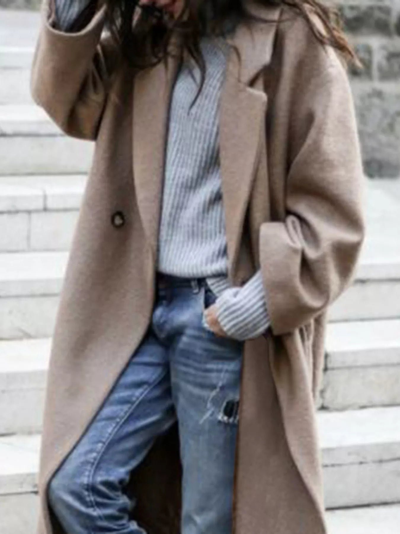 Women's Trench Coat - Relaxed Fit Full-Length Collared Style - Image 7