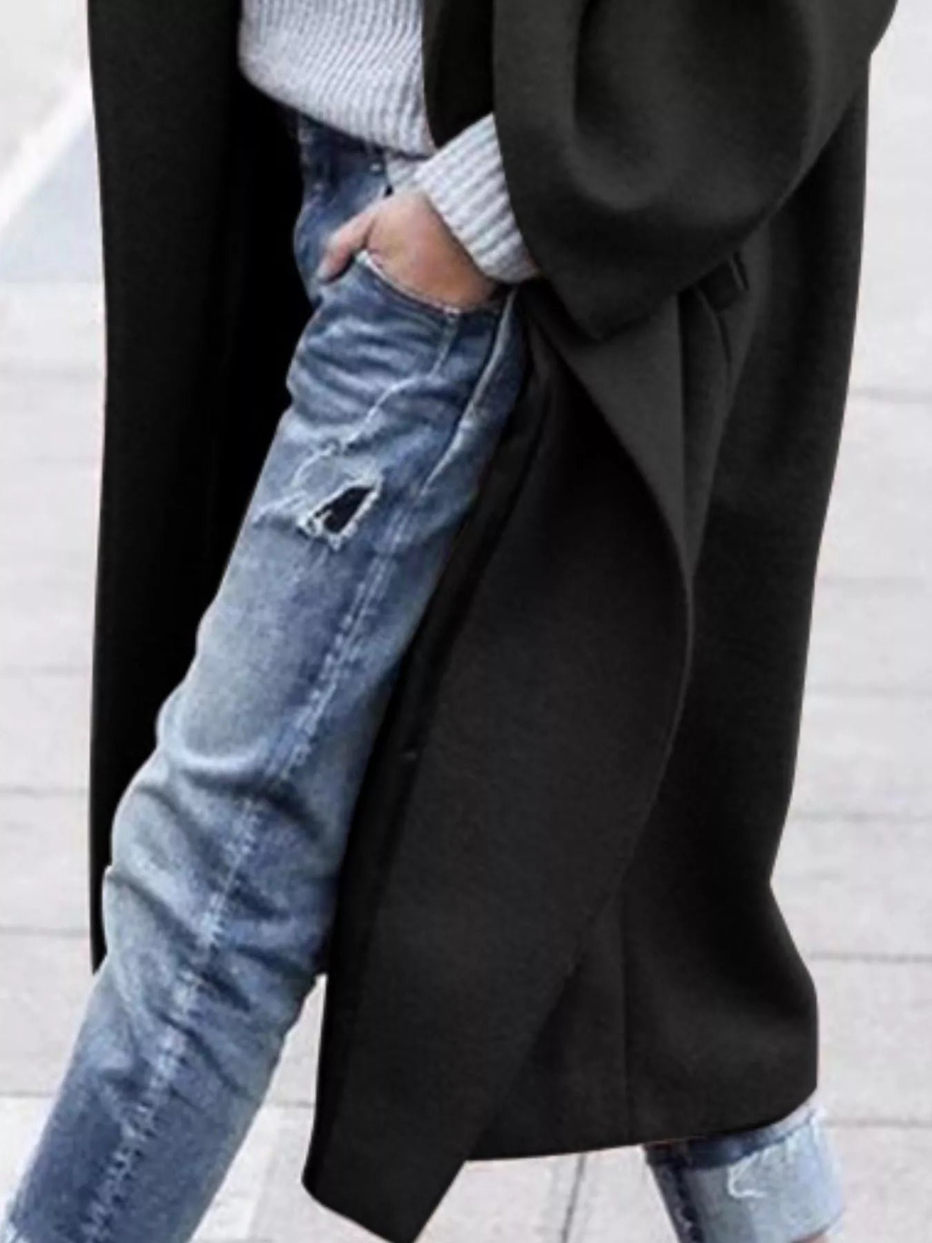 Women's Trench Coat - Relaxed Fit Full-Length Collared Style - Image 9