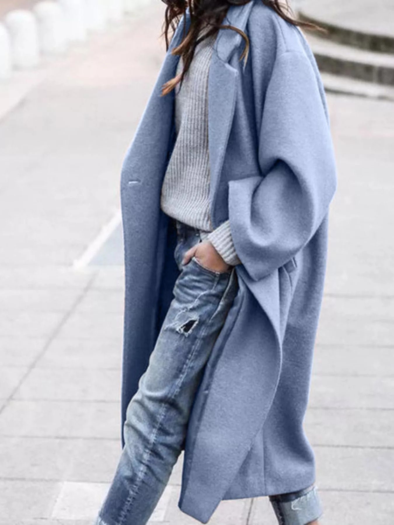 Women's Trench Coat - Relaxed Fit Full-Length Collared Style - Image 3