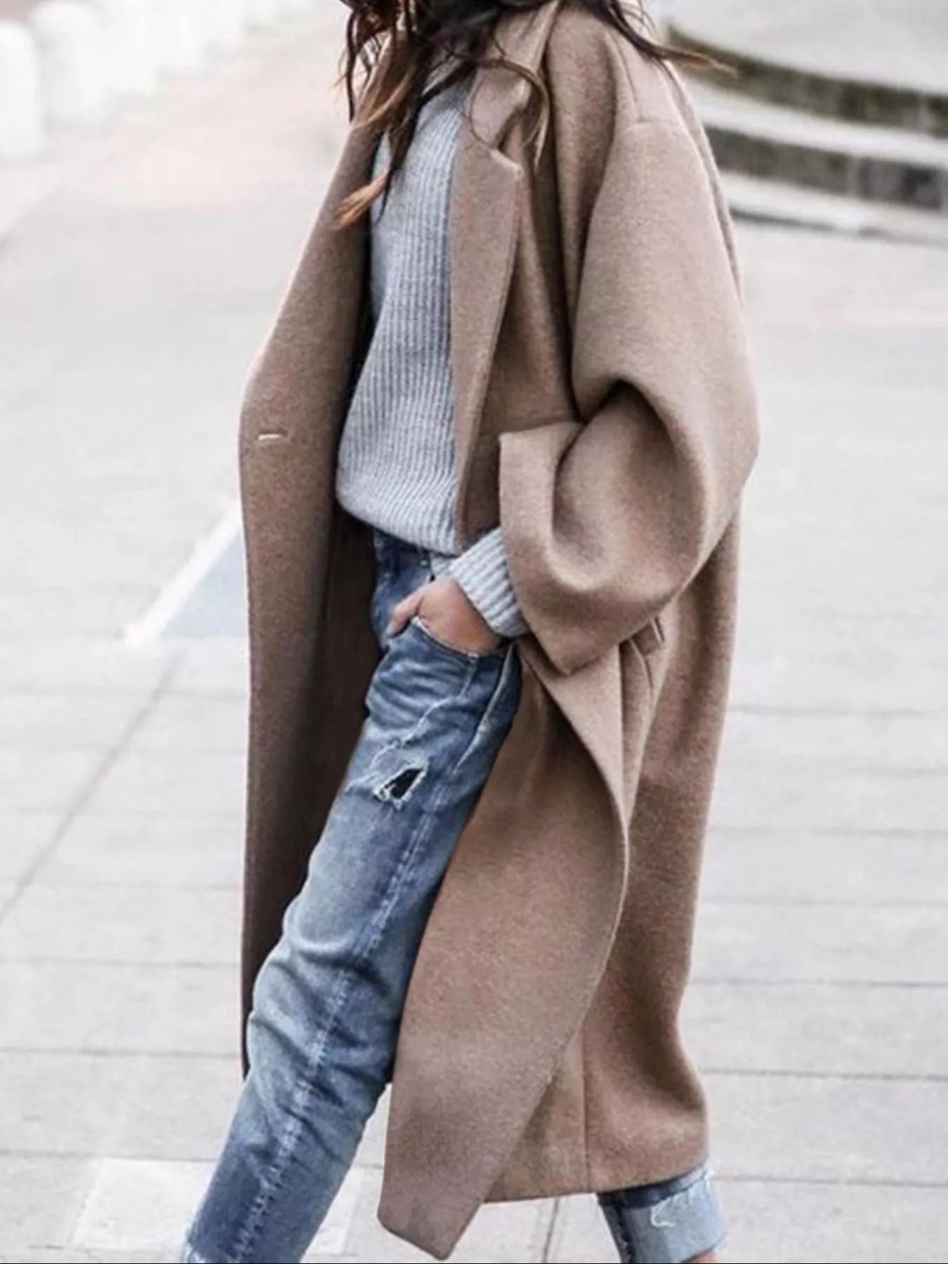 Women's Trench Coat - Relaxed Fit Full-Length Collared Style