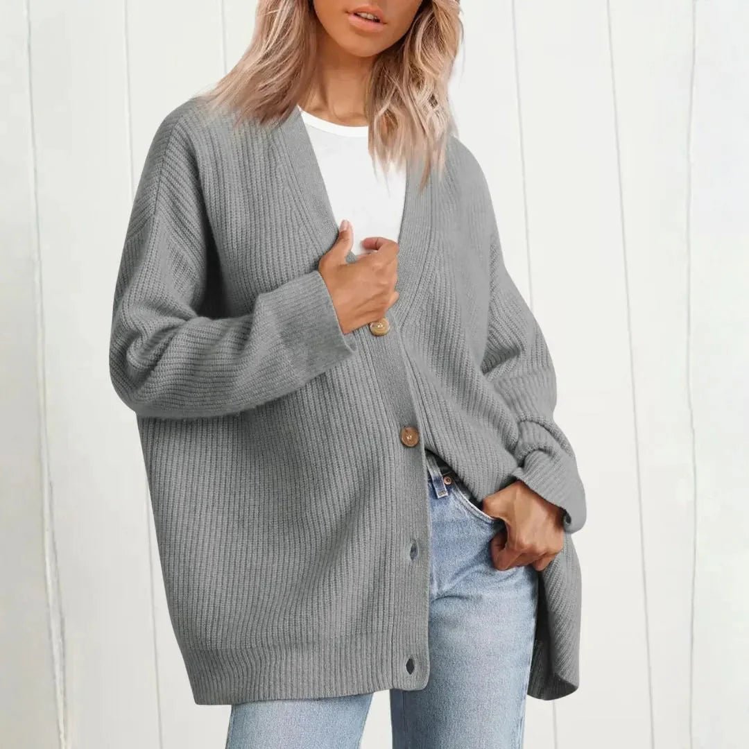 Ladies Relaxed Fit Knit Sweater | Long Ribbed Button-Up Style - Image 4