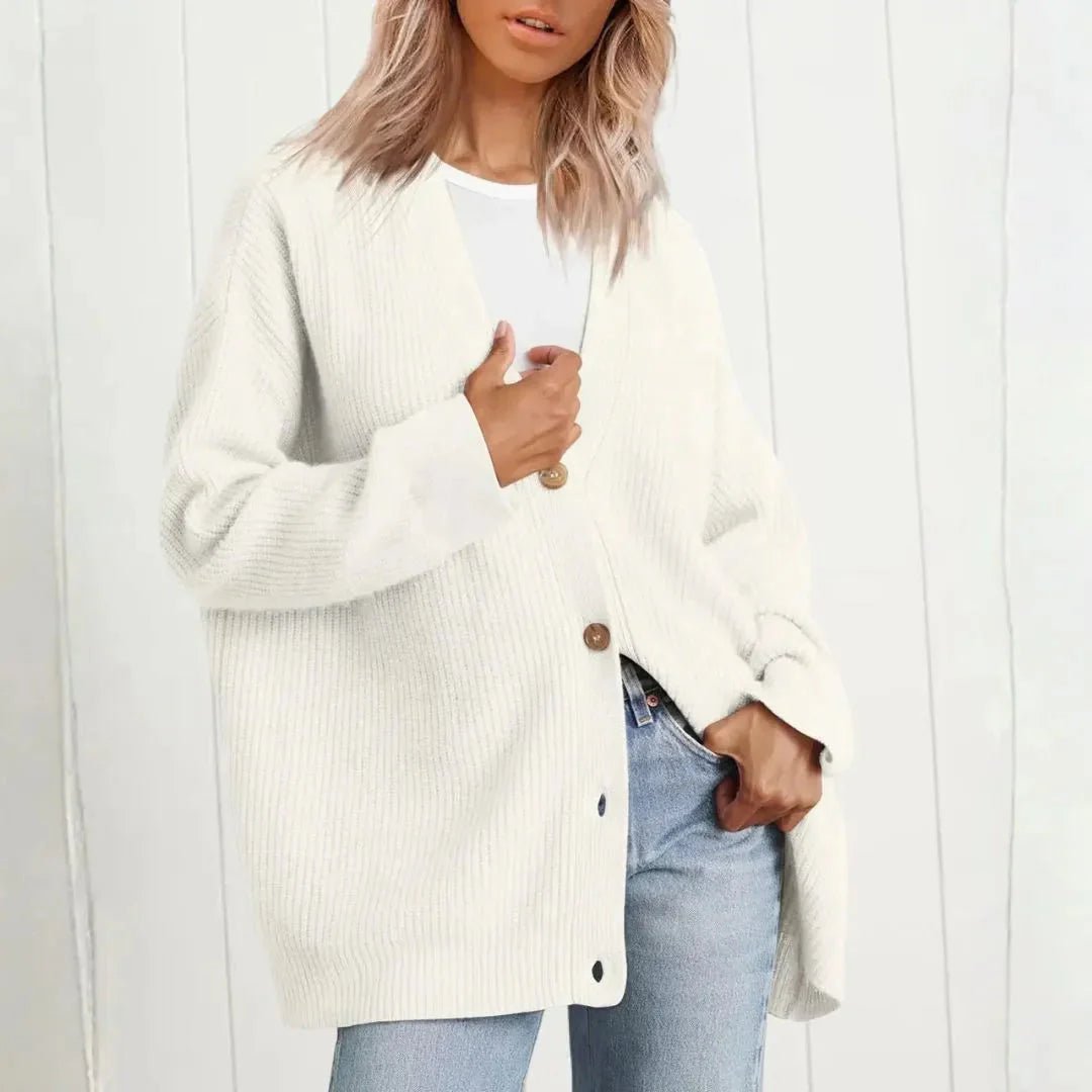 Ladies Relaxed Fit Knit Sweater | Long Ribbed Button-Up Style - Image 5
