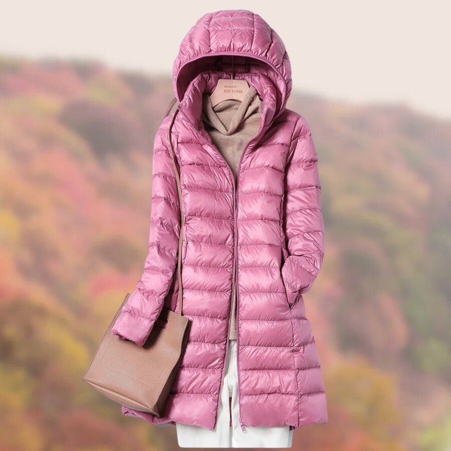 Ladies Longline Hooded Puffer Coat for Winter - Image 4