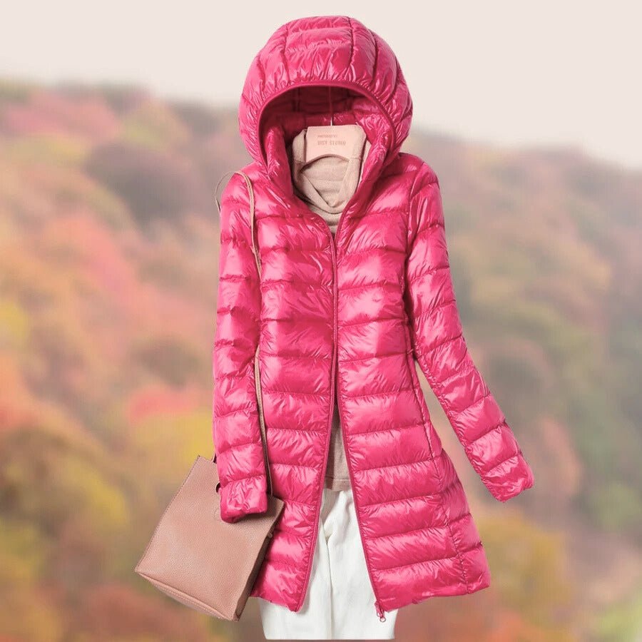 Ladies Longline Hooded Puffer Coat for Winter - Image 5