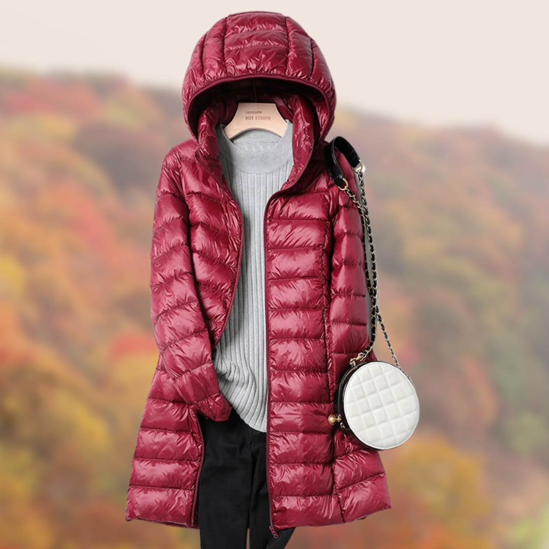 Ladies Longline Hooded Puffer Coat for Winter - Image 6