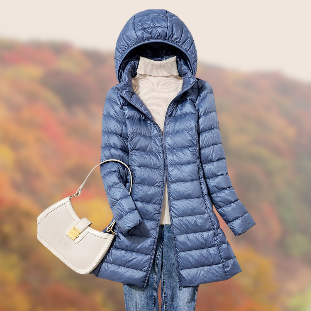Ladies Longline Hooded Puffer Coat for Winter
