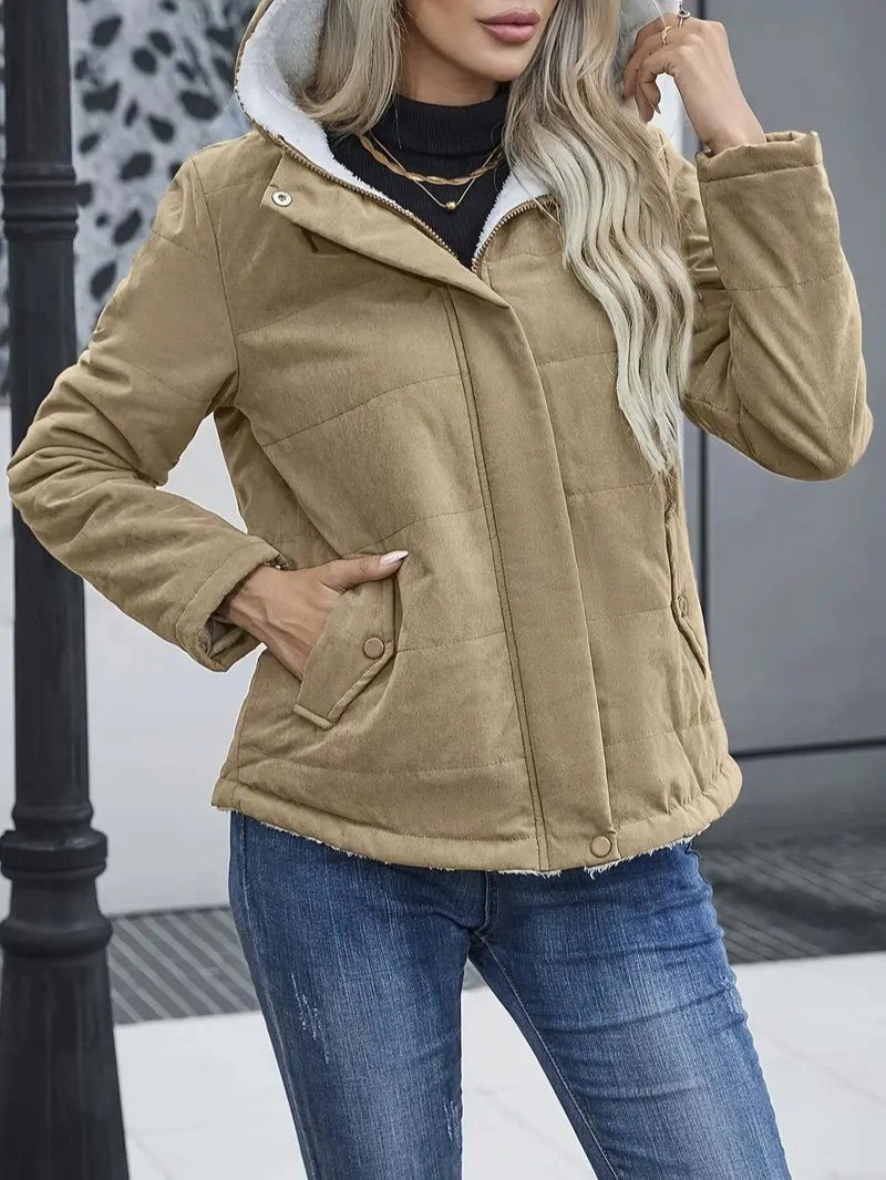 Ladies Insulated Winter Coat with Hood - Image 12