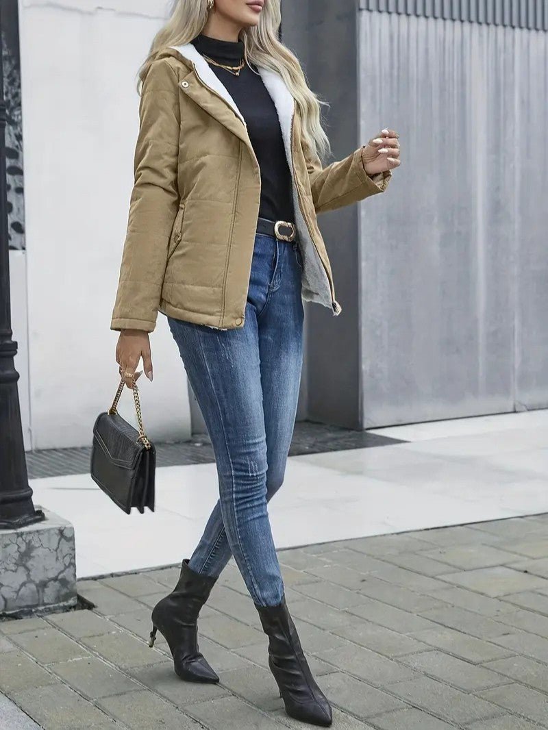 Ladies Insulated Winter Coat with Hood - Image 14