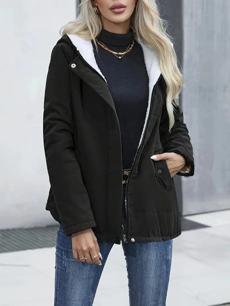 Ladies Insulated Winter Coat with Hood - Image 19