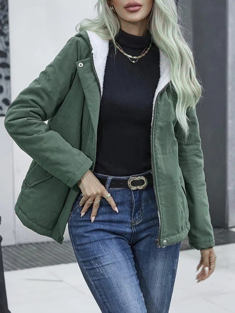 Ladies Insulated Winter Coat with Hood - Image 21