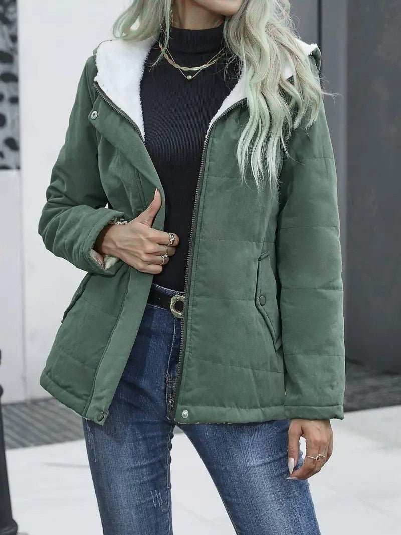 Ladies Insulated Winter Coat with Hood - Image 4