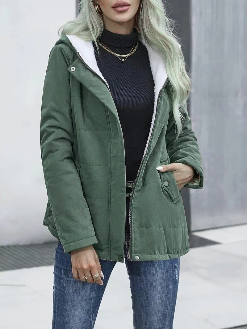 Ladies Insulated Winter Coat with Hood - Image 24