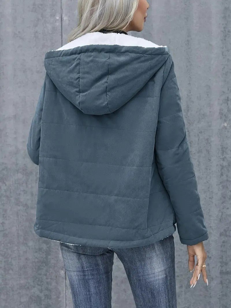 Ladies Insulated Winter Coat with Hood - Image 6