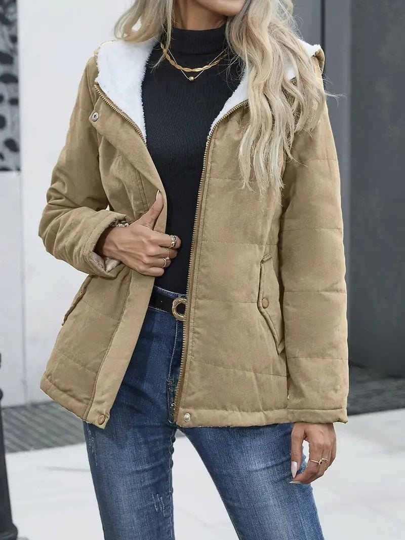 Ladies Insulated Winter Coat with Hood - Image 2