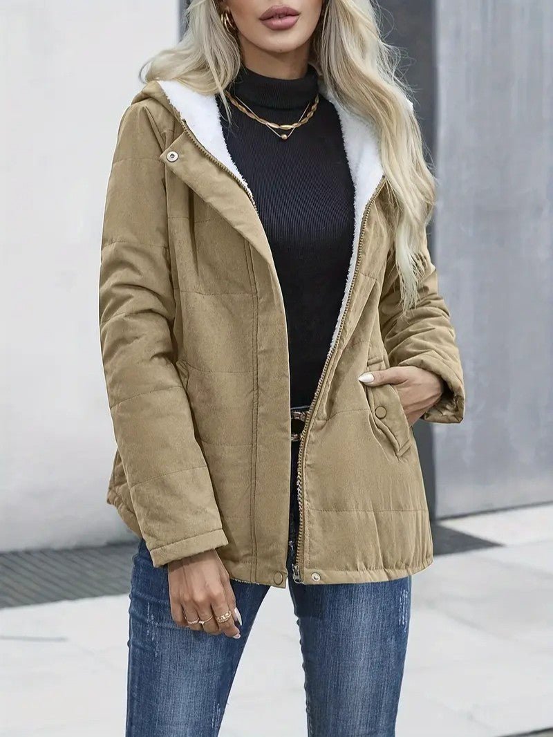 Ladies Insulated Winter Coat with Hood - Image 11