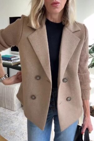 Women's Hybrid Blazer with Knit Sleeves for Versatile Style