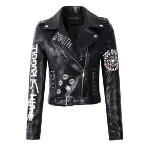 Women's Faux Leather Biker Jacket - Edgy Style