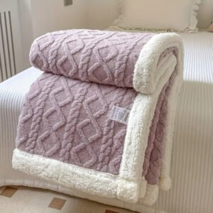 Reversible Sherpa Fleece Throw Blanket for Home Comfort