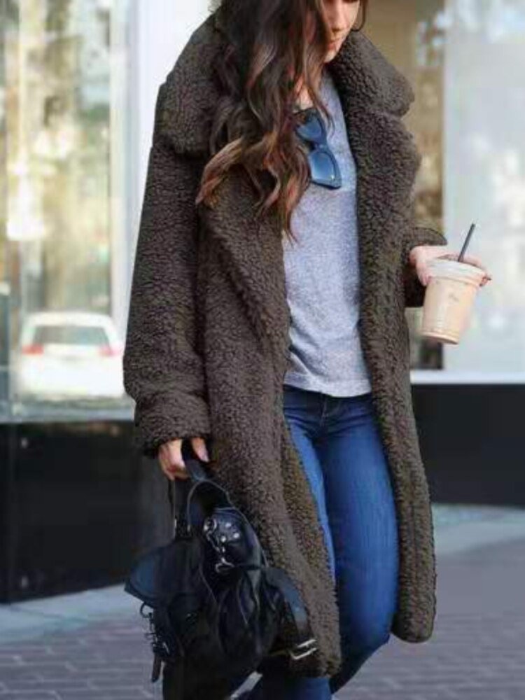 Soft Fluffy Women's Winter Coat – Cozy Long Teddy Jacket - Image 9