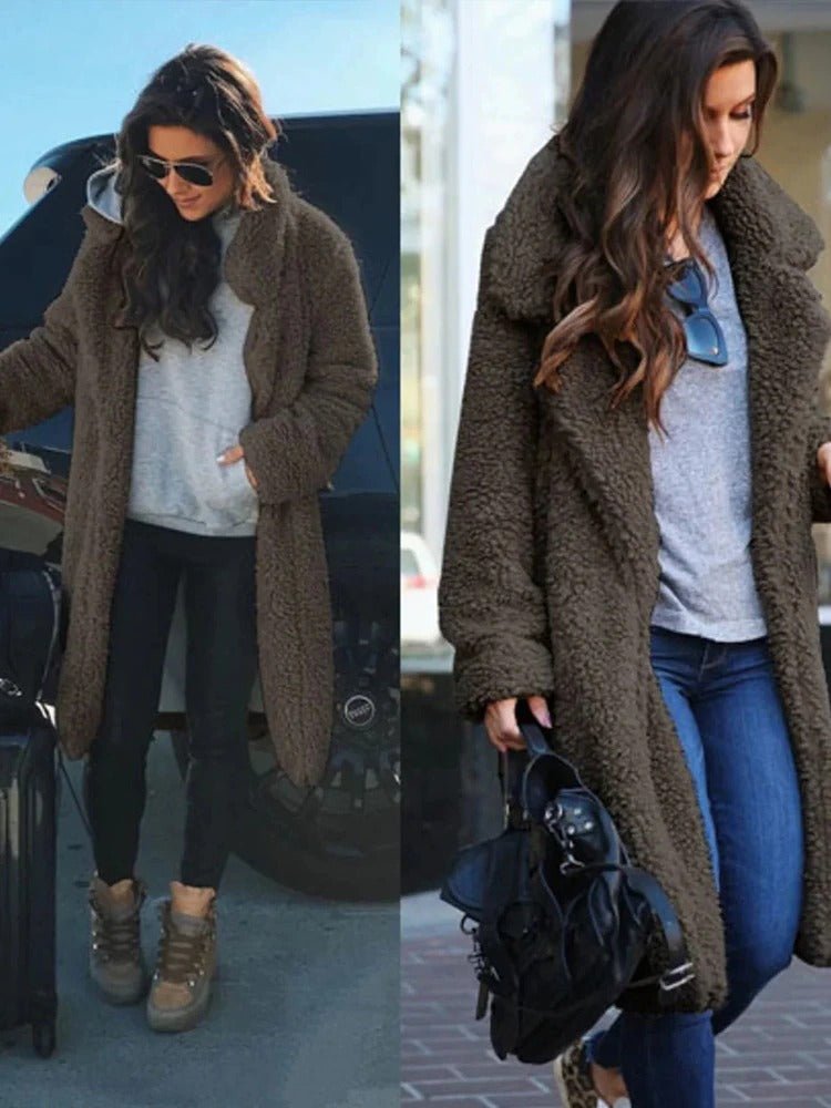 Soft Fluffy Women's Winter Coat – Cozy Long Teddy Jacket - Image 10