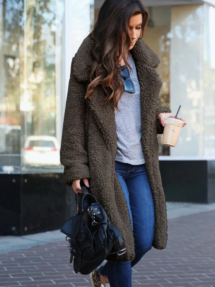 Soft Fluffy Women's Winter Coat – Cozy Long Teddy Jacket - Image 3
