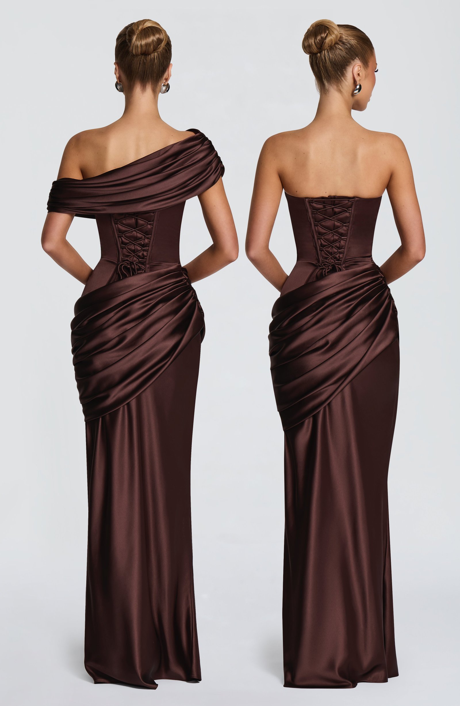 Women's Satin Maxi Dress Strapless Corset Back - Image 2