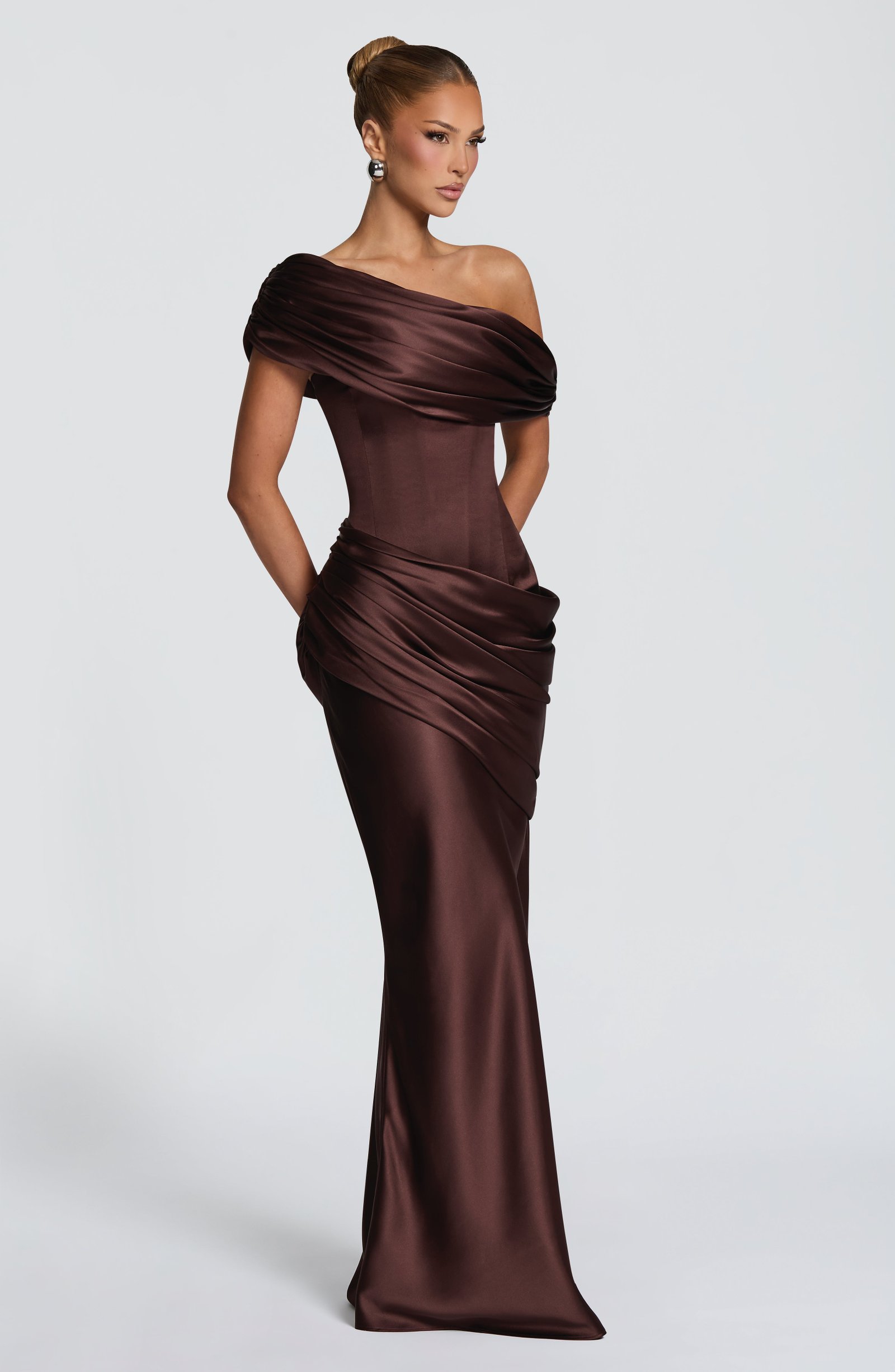 Women's Satin Maxi Dress Strapless Corset Back - Image 10