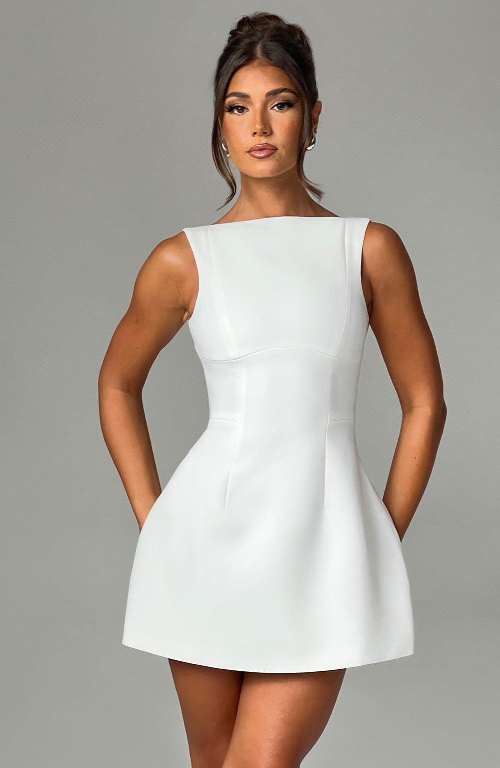 Women's Mini Dress - Premium Crepe Bubble Skirt - Image 3