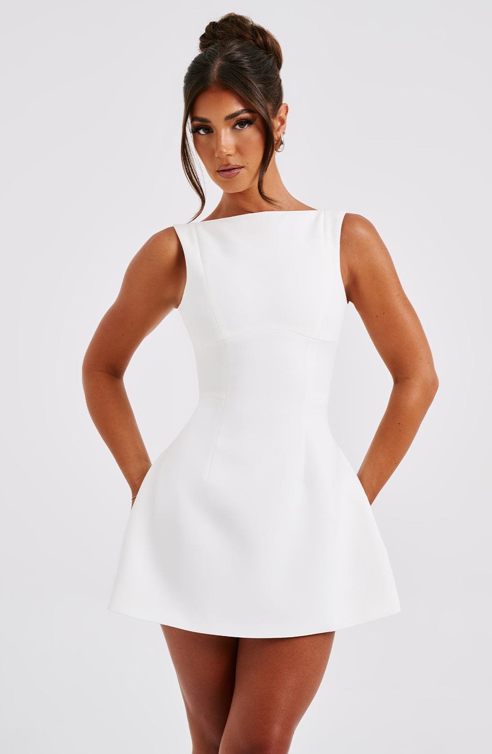 Women's Mini Dress - Premium Crepe Bubble Skirt - Image 7