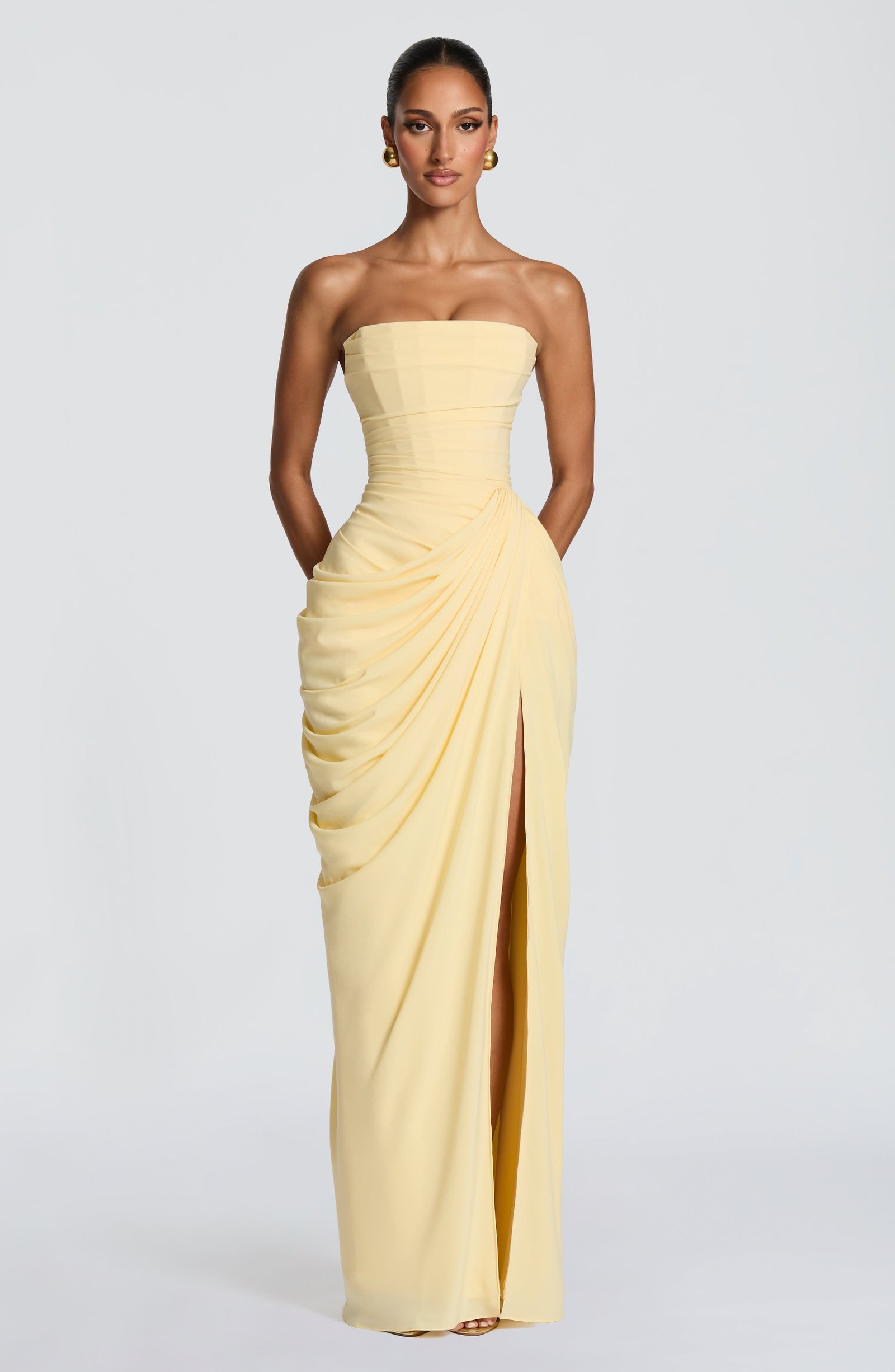 Women's Chiffon Maxi Dress Strapless Corset Back - Image 4
